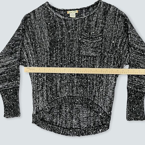 Love‎ Change Womens Sweater Knit Pullover Long Sleeve Pocket Black White Small - Picture 5 of 8